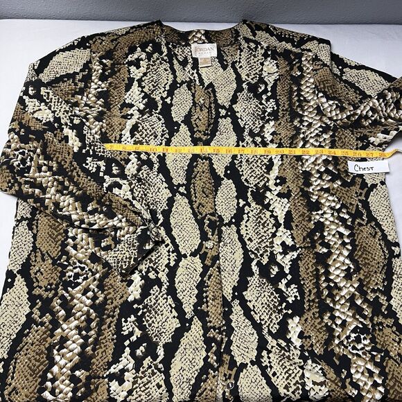 Jordan Woman Top Size 20 Leopard Print Flowy Button Up Blouse Shacket Boho - Picture 6 of 10